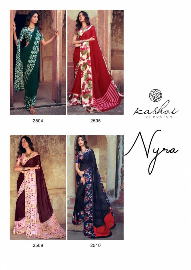 KASHVI NYRA Latest Fancy Festive Wear Weightless Satin Patta With Satin Blouse Saree Collection